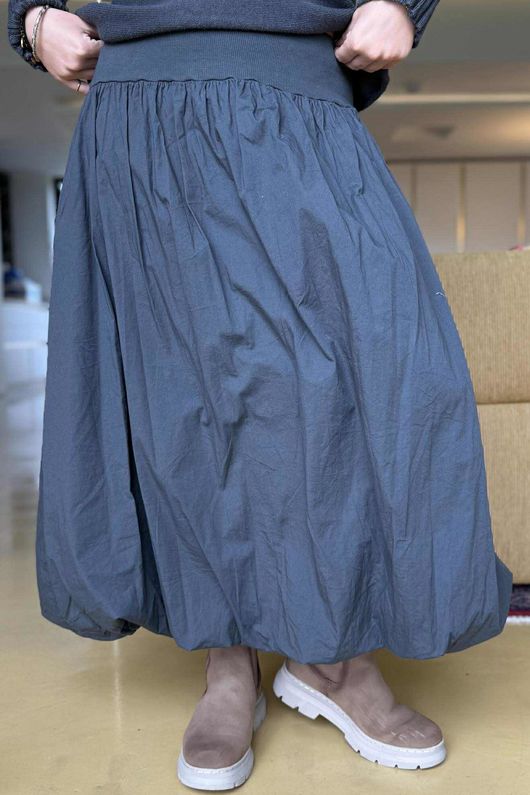 Paloma Bubble Hem Midi Skirt Charcoal